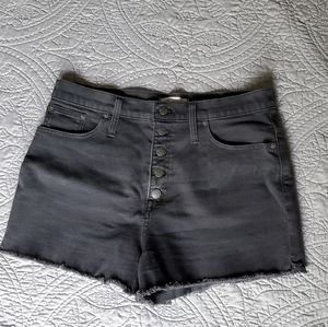 Madewell Black High-Rise Button-Front Denim Shorts